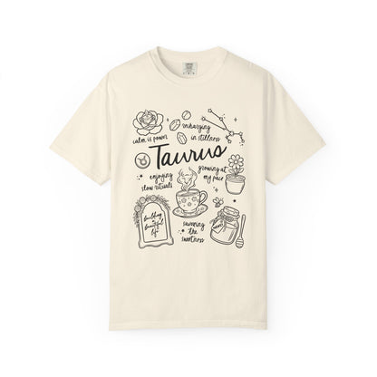 Taurus Whimsical Doodle Zodiac Sign T-shirt