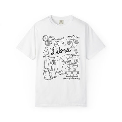 Libra Whimsical Doodle Zodiac Sign T-shirt