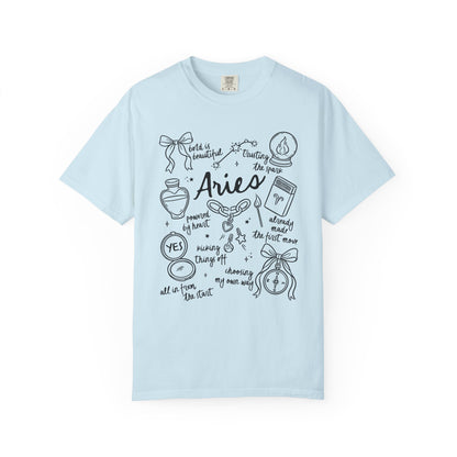 Aries Whimsical Doodle Zodiac Sign T-shirt
