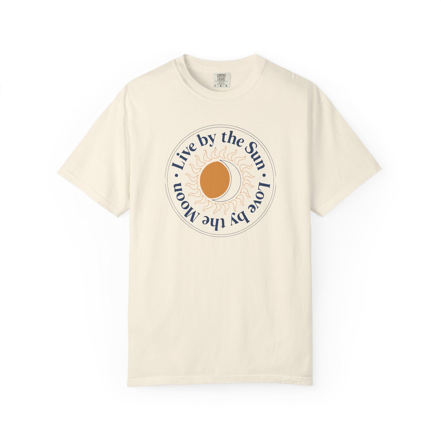 Live By The Sun Love By The Moon, Blue Letters T-shirt
