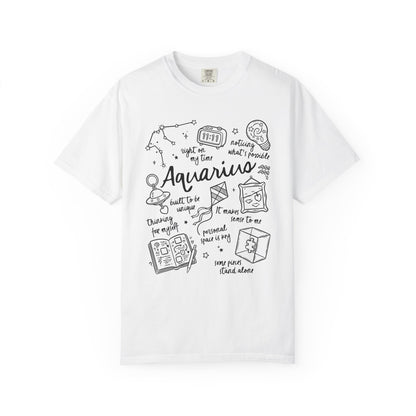 Aquarius Whimsical Doodle Zodiac Sign T-shirt