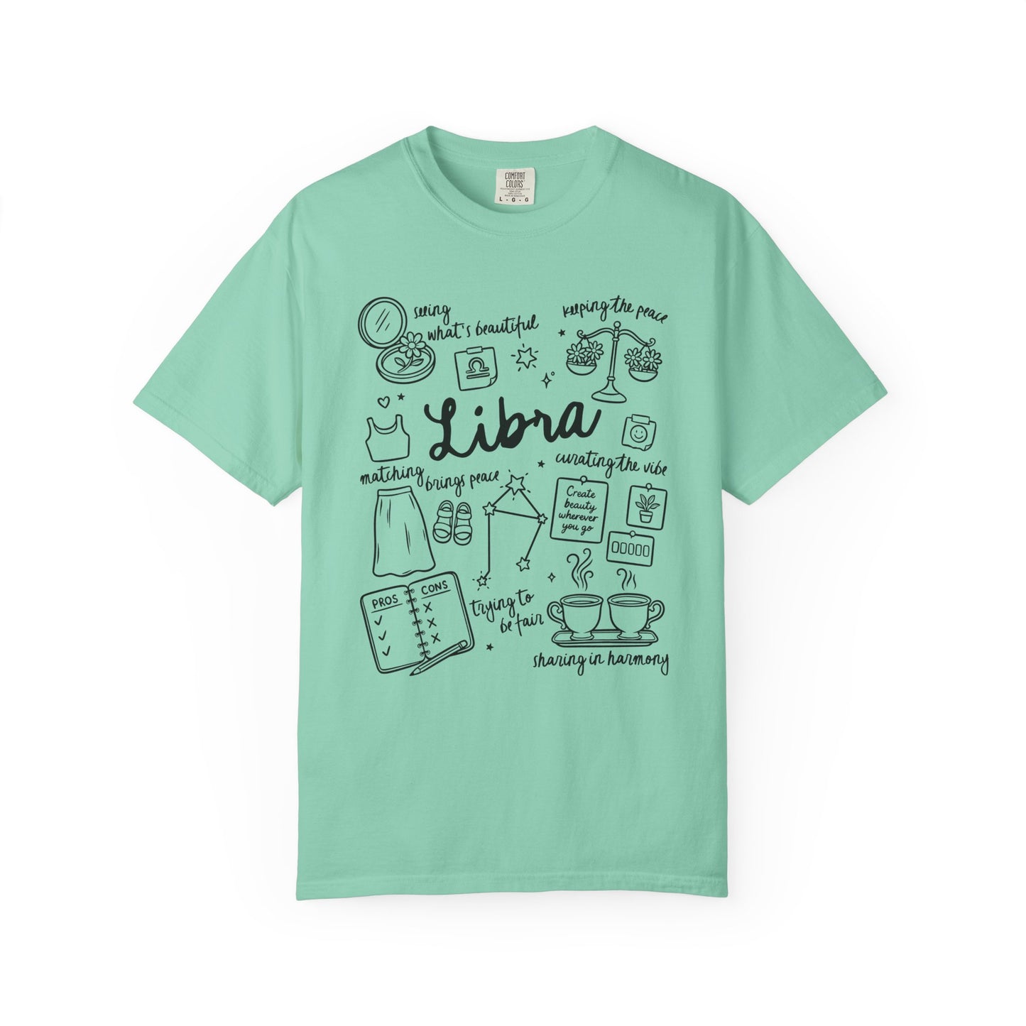Libra Whimsical Doodle Zodiac Sign T-shirt