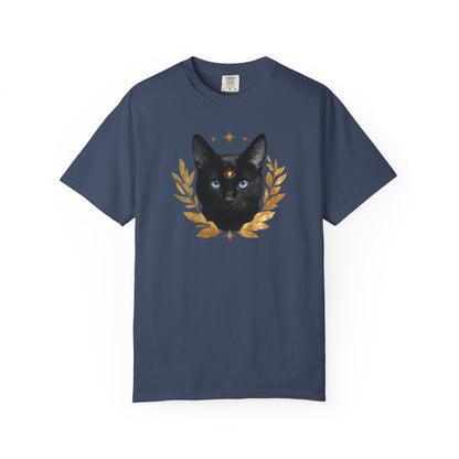 Black Cat with Gold Leaf T-shirt