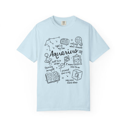 Aquarius Whimsical Doodle Zodiac Sign T-shirt