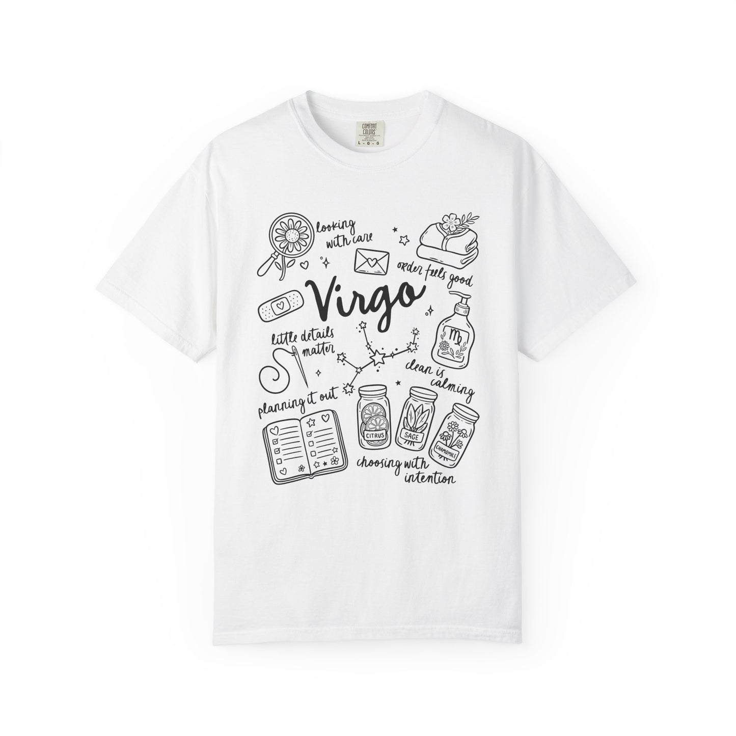 Virgo Whimsical Doodle Zodiac Sign T-shirt