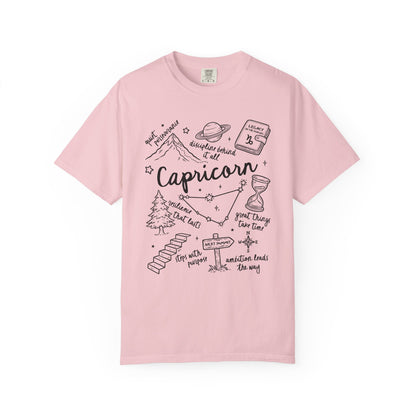 Capricorn Whimsical Doodle Zodiac Sign T-shirt