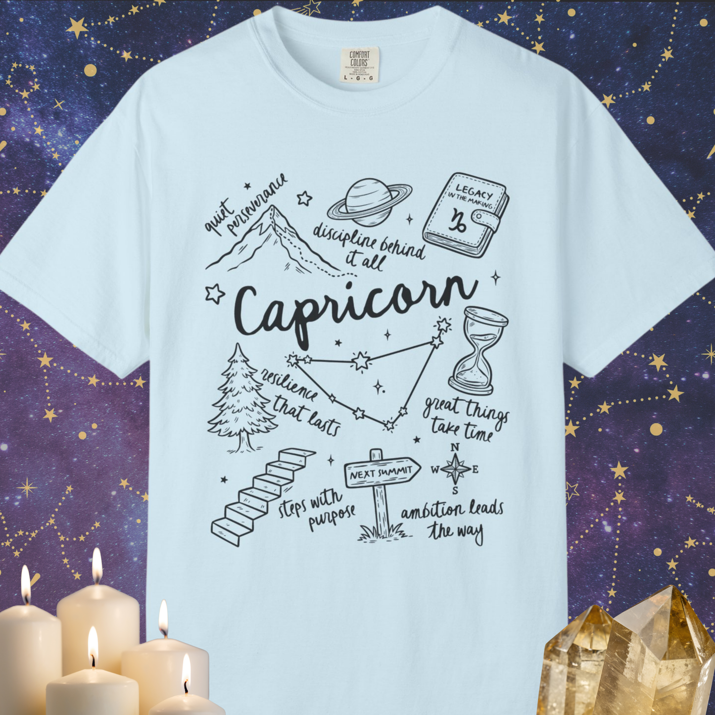 Capricorn Whimsical Doodle Zodiac Sign T-shirt