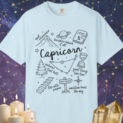 Capricorn Whimsical Doodle Zodiac Sign T-shirt