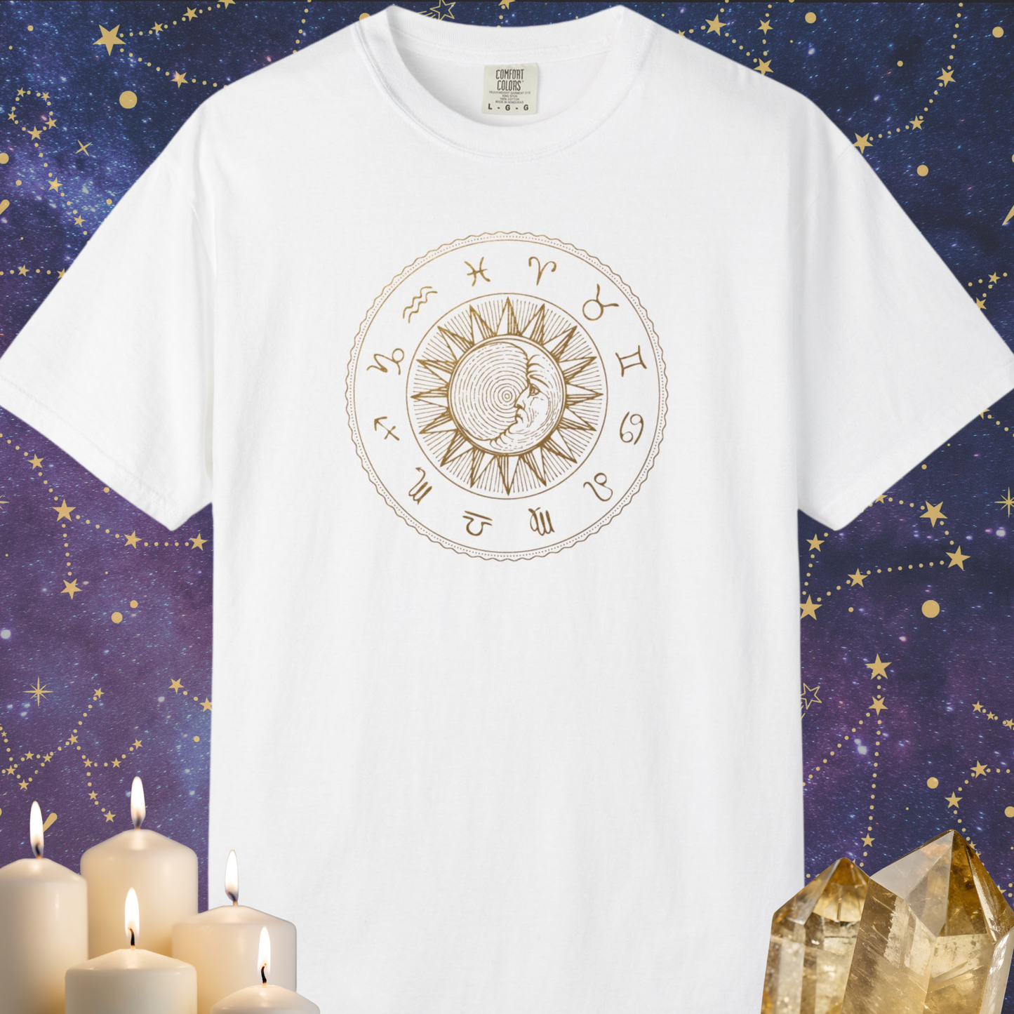 Zodiac Wheel with Sun and Moon T-shirt