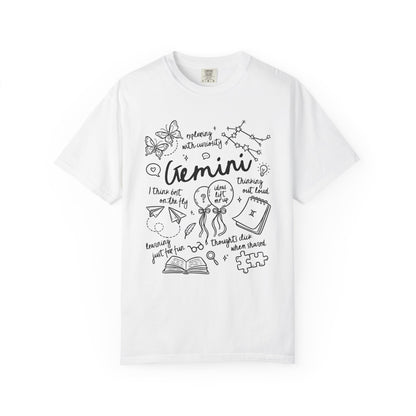Gemini Whimsical Doodle Zodiac Sign T-shirt