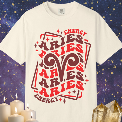 Aries Retro-Psychedelic Zodiac Sign T-shirt