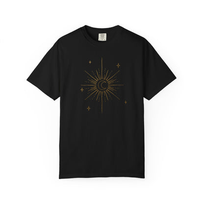 Gold Crescent Moon With Stars T-shirt