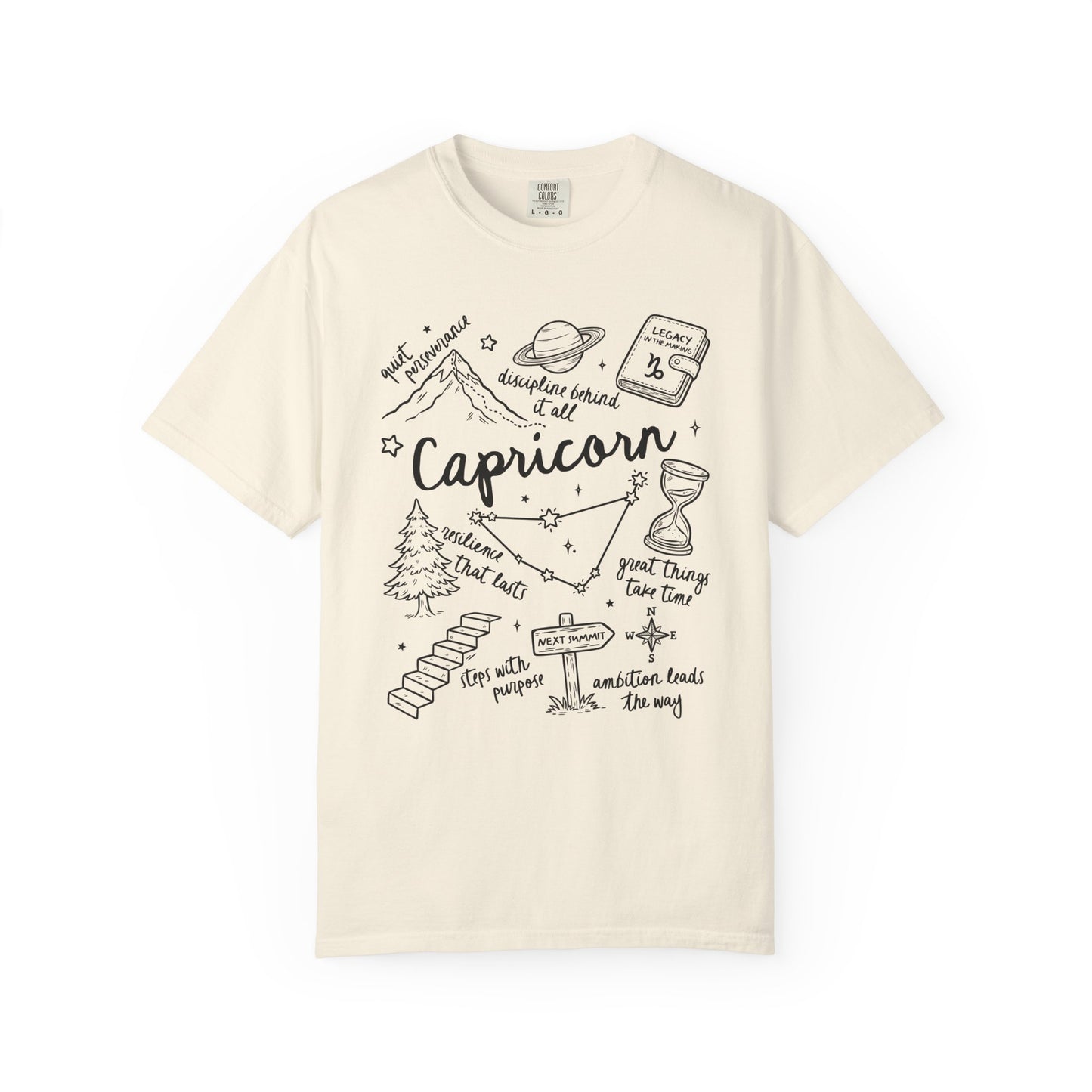 Capricorn Whimsical Doodle Zodiac Sign T-shirt