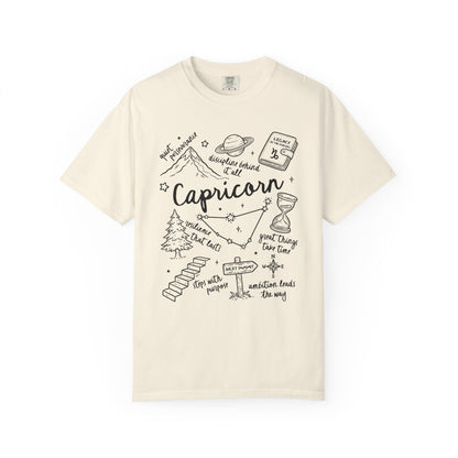 Capricorn Whimsical Doodle Zodiac Sign T-shirt