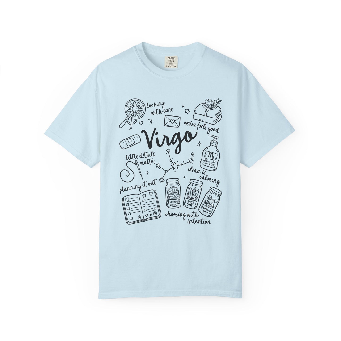 Virgo Whimsical Doodle Zodiac Sign T-shirt