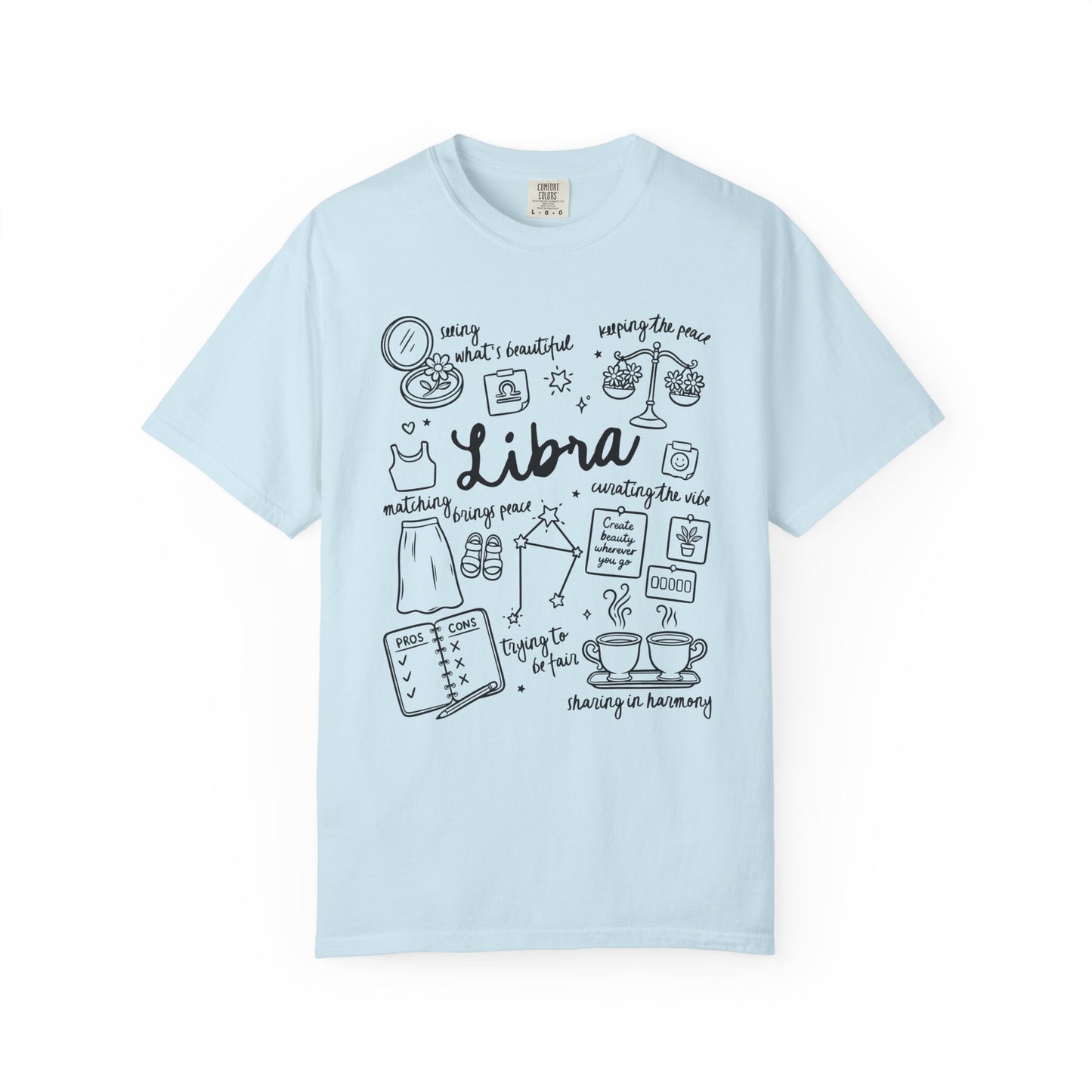 Libra Whimsical Doodle Zodiac Sign T-shirt