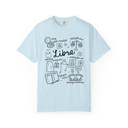 Libra Whimsical Doodle Zodiac Sign T-shirt