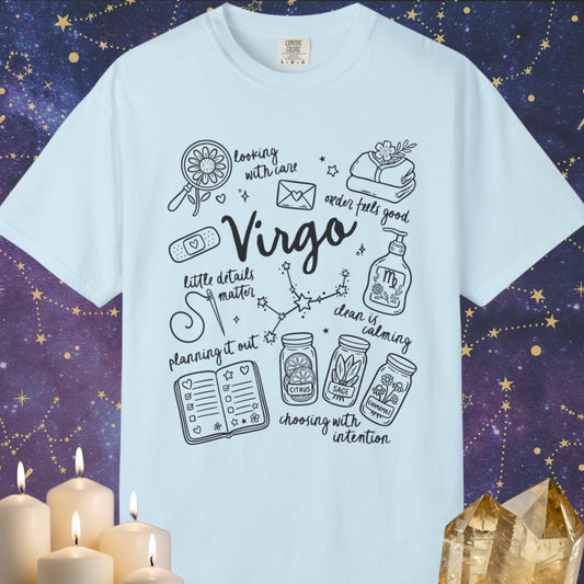 Virgo Whimsical Doodle Zodiac Sign T-shirt
