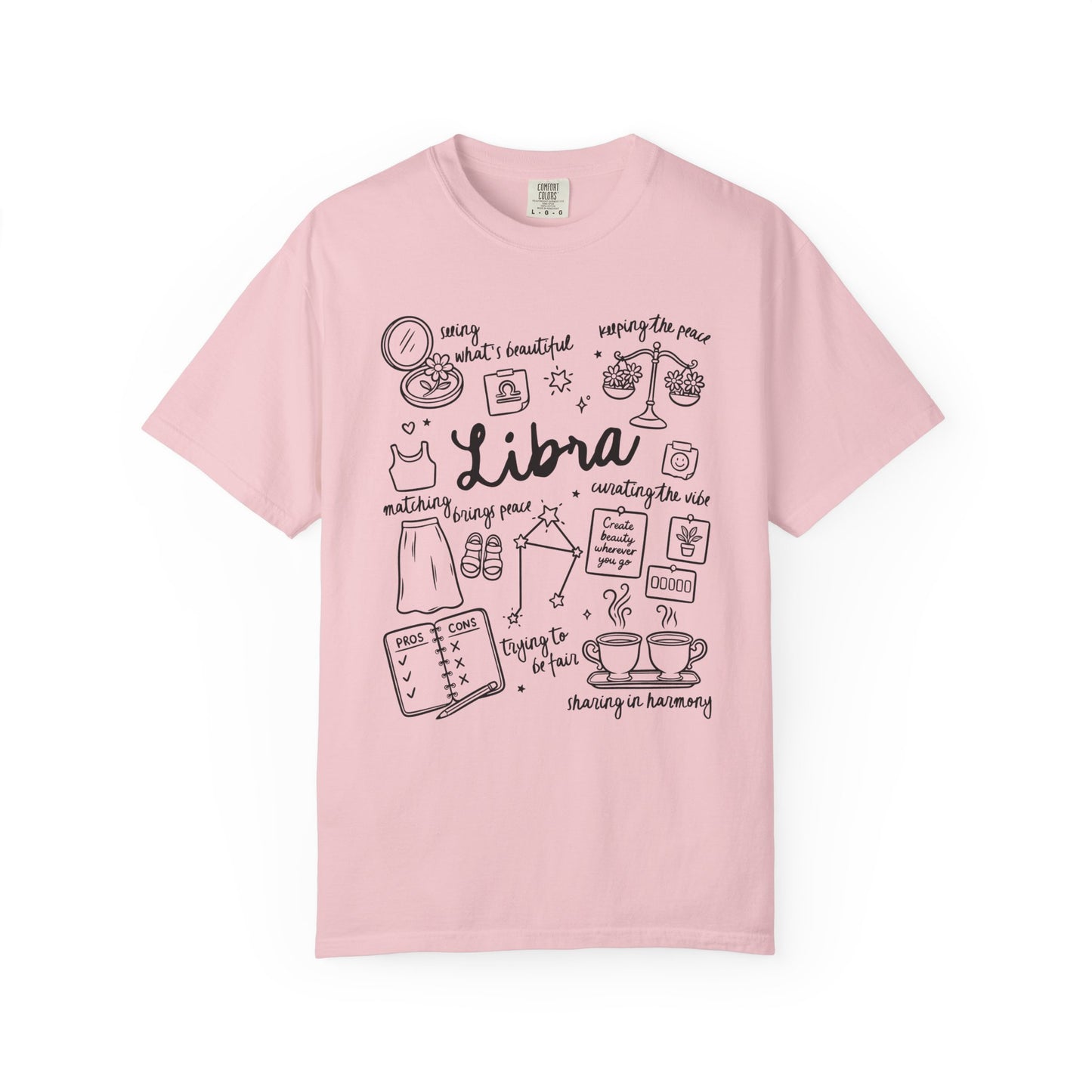 Libra Whimsical Doodle Zodiac Sign T-shirt
