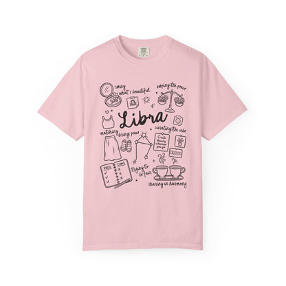 Libra Whimsical Doodle Zodiac Sign T-shirt