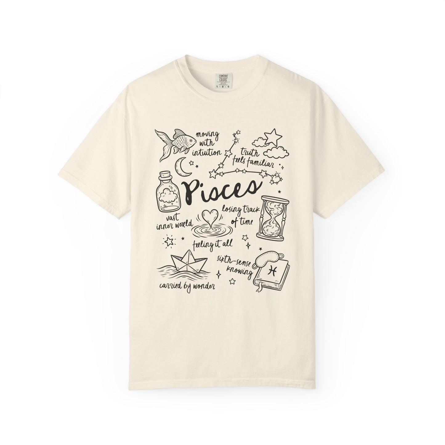 Pisces Whimsical Doodle Zodiac Sign T-shirt