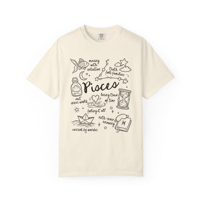 Pisces Whimsical Doodle Zodiac Sign T-shirt