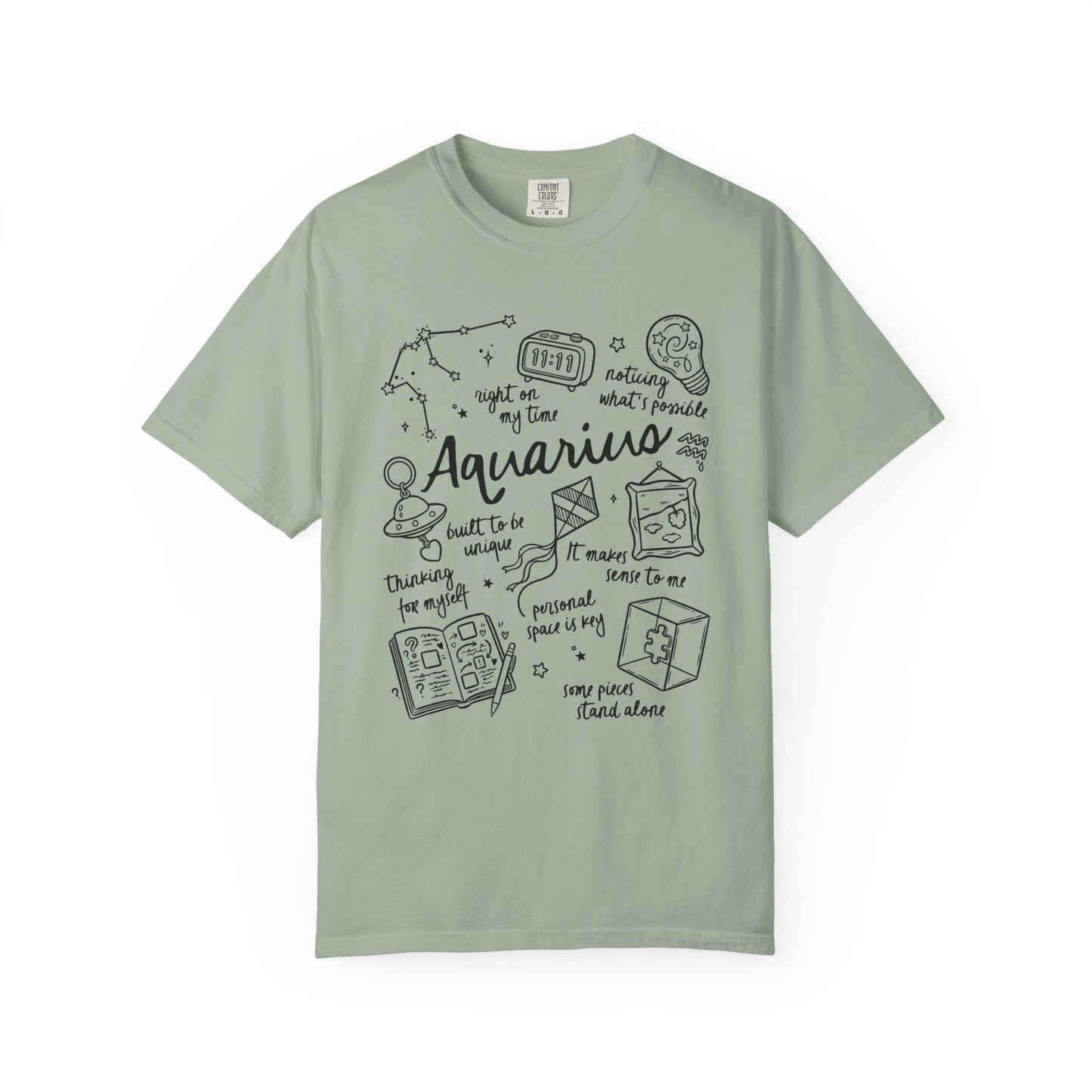 Aquarius Whimsical Doodle Zodiac Sign T-shirt