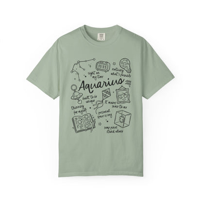 Aquarius Whimsical Doodle Zodiac Sign T-shirt