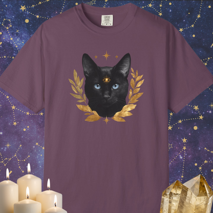 Black Cat with Gold Leaf T-shirt