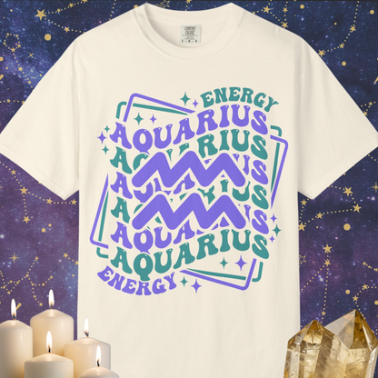 Aquarius Retro-Psychedelic Zodiac Sign T-shirt