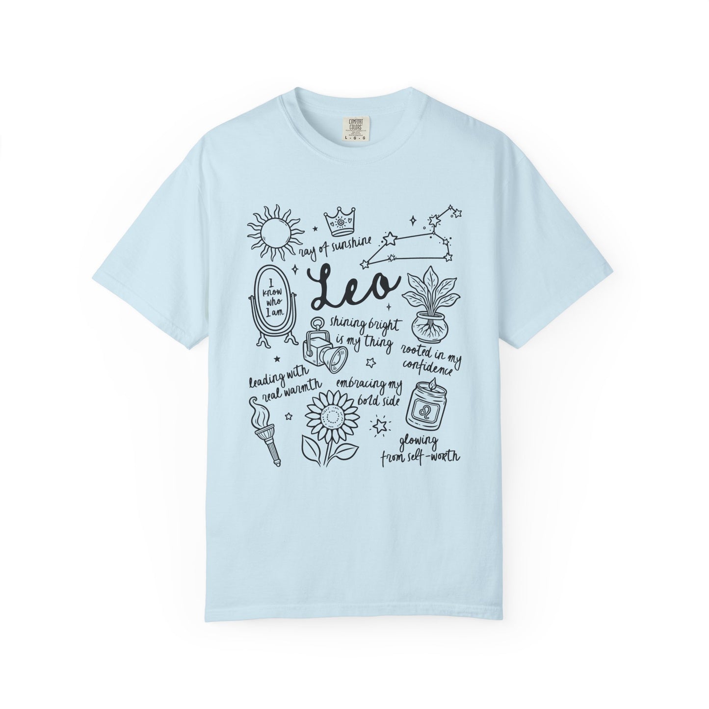 Leo Whimsical Doodle Zodiac Sign T-shirt