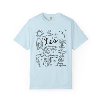 Leo Whimsical Doodle Zodiac Sign T-shirt