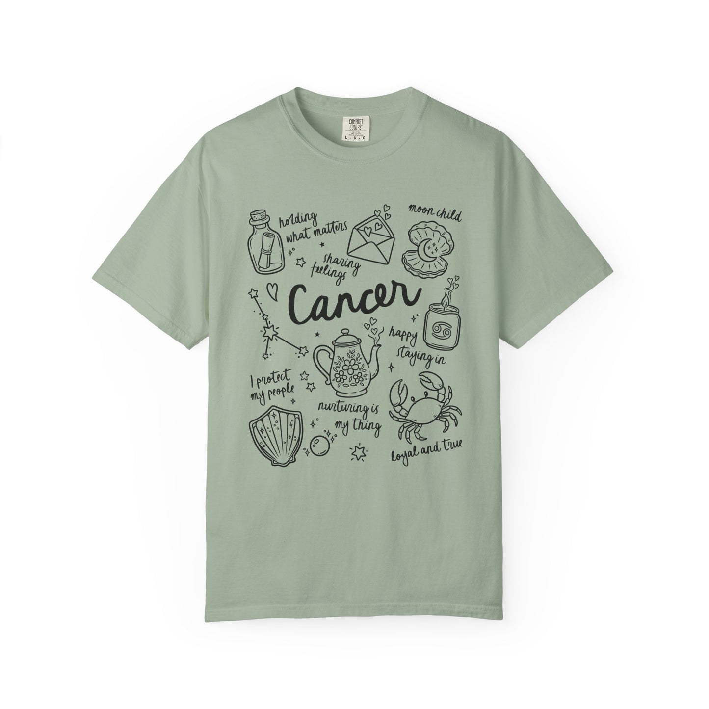 Cancer Whimsical Doodle Zodiac Sign T-shirt