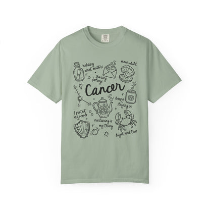 Cancer Whimsical Doodle Zodiac Sign T-shirt