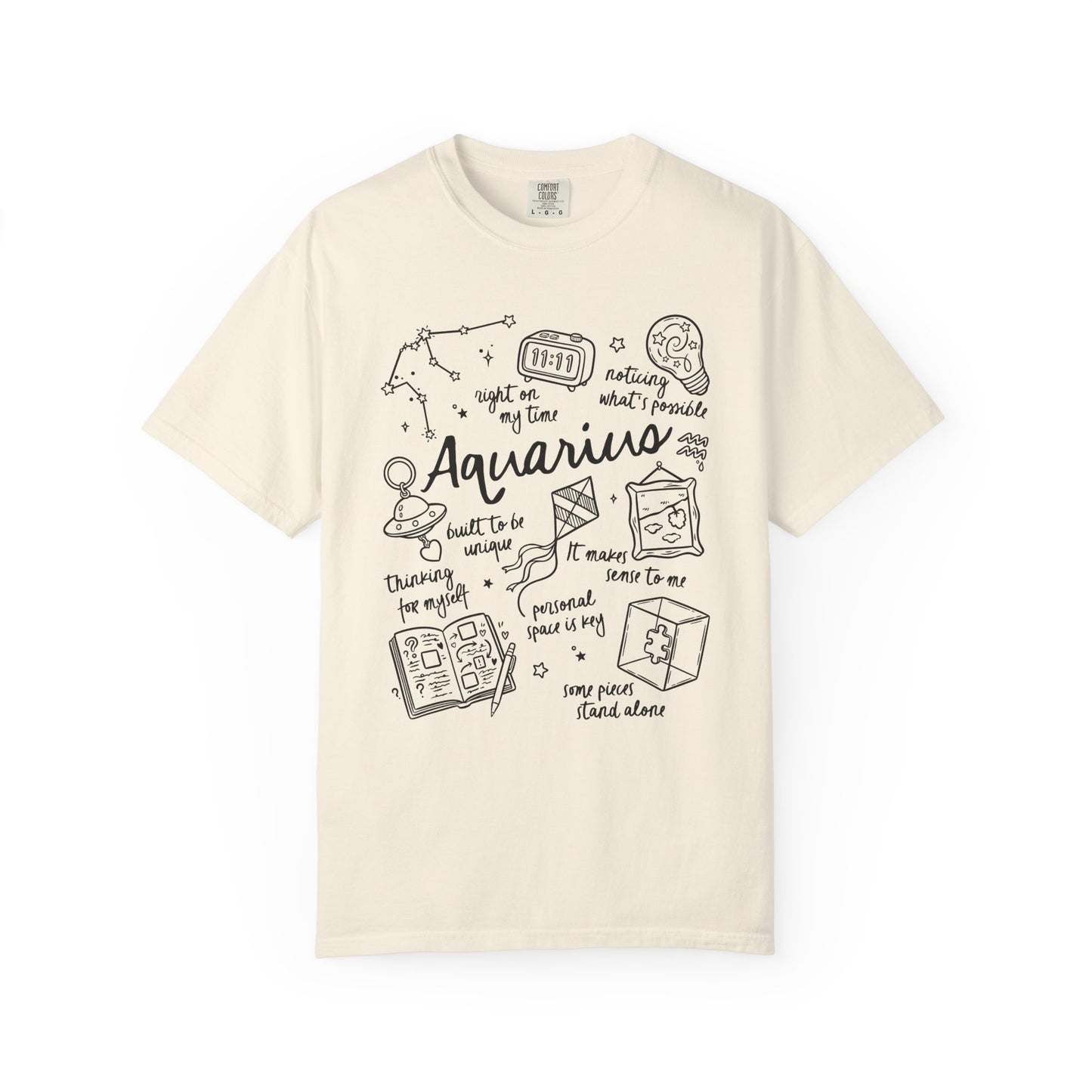 Aquarius Whimsical Doodle Zodiac Sign T-shirt