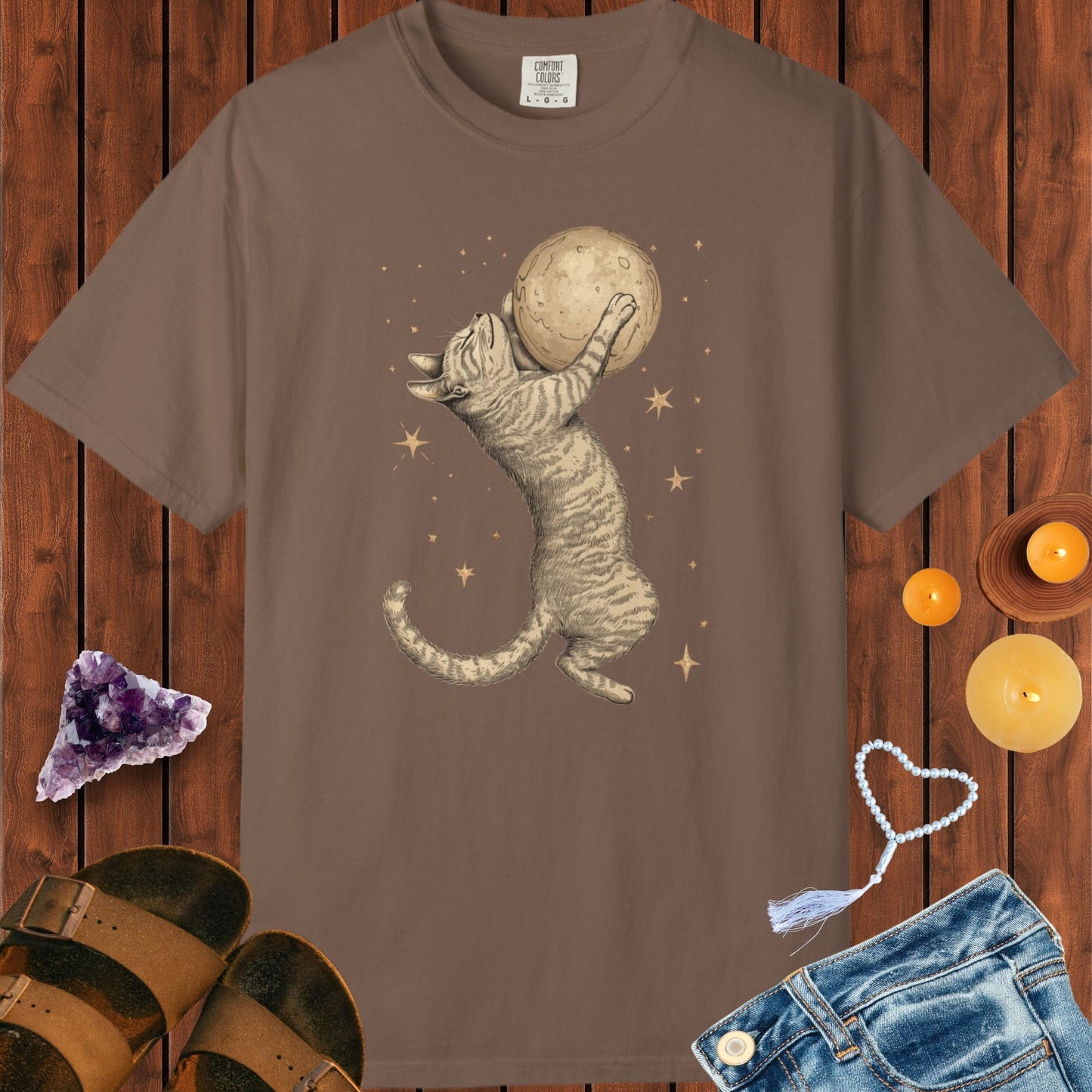 Cat Hugging the Moon T-shirt