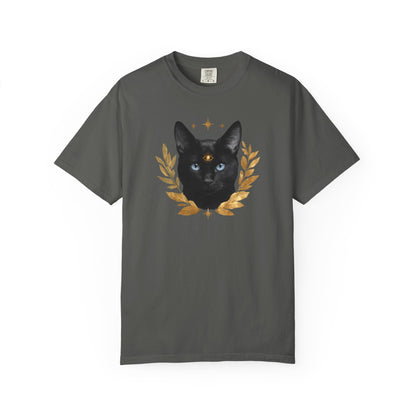 Black Cat with Gold Leaf T-shirt