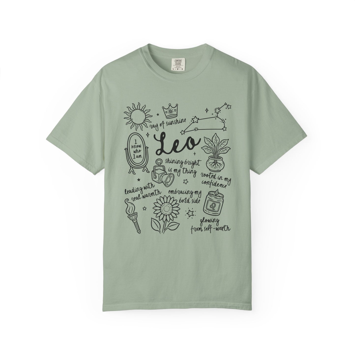 Leo Whimsical Doodle Zodiac Sign T-shirt