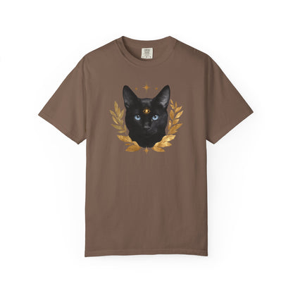 Black Cat with Gold Leaf T-shirt