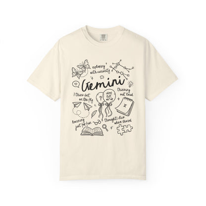 Gemini Whimsical Doodle Zodiac Sign T-shirt