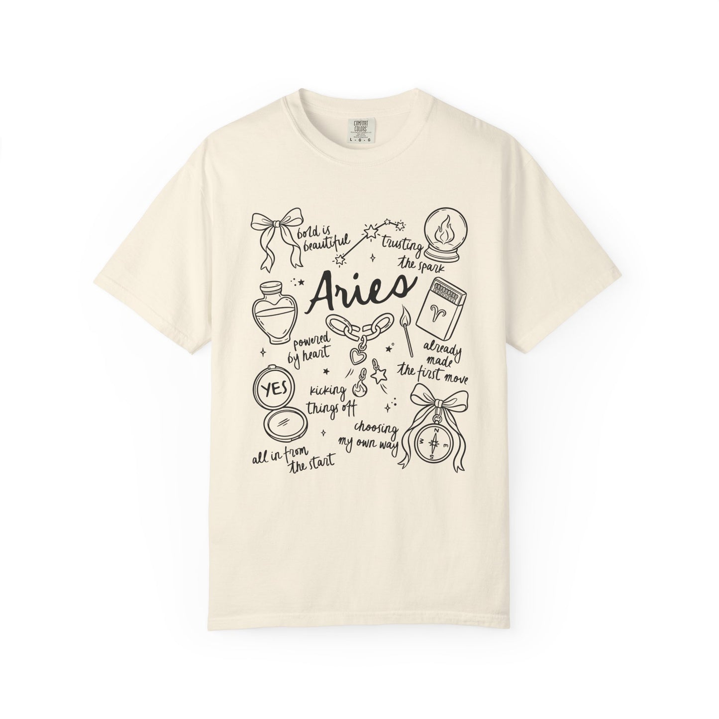 Aries Whimsical Doodle Zodiac Sign T-shirt