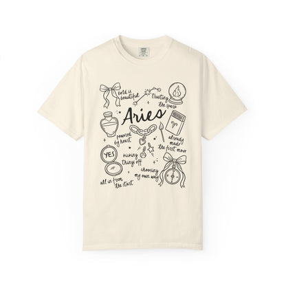 Aries Whimsical Doodle Zodiac Sign T-shirt