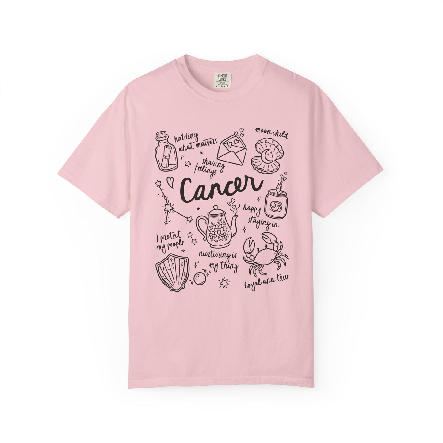 Cancer Whimsical Doodle Zodiac Sign T-shirt