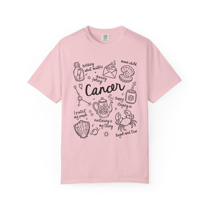 Cancer Whimsical Doodle Zodiac Sign T-shirt