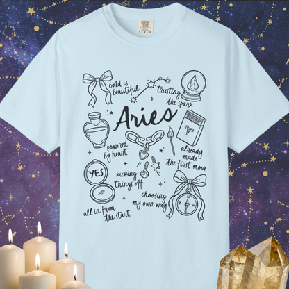 Aries Whimsical Doodle Zodiac Sign T-shirt