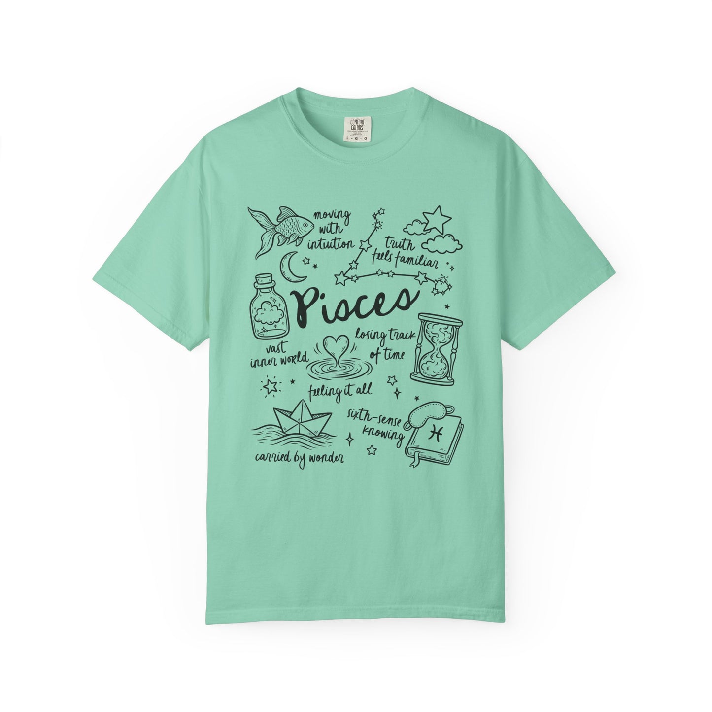 Pisces Whimsical Doodle Zodiac Sign T-shirt