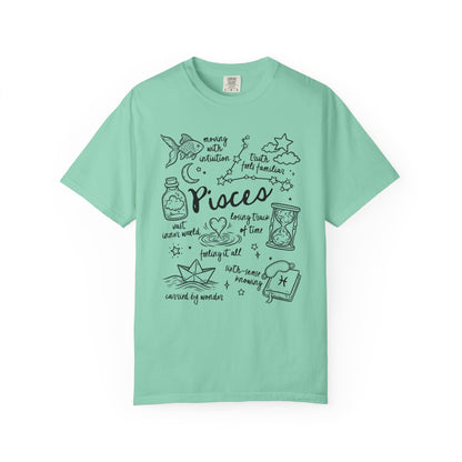 Pisces Whimsical Doodle Zodiac Sign T-shirt