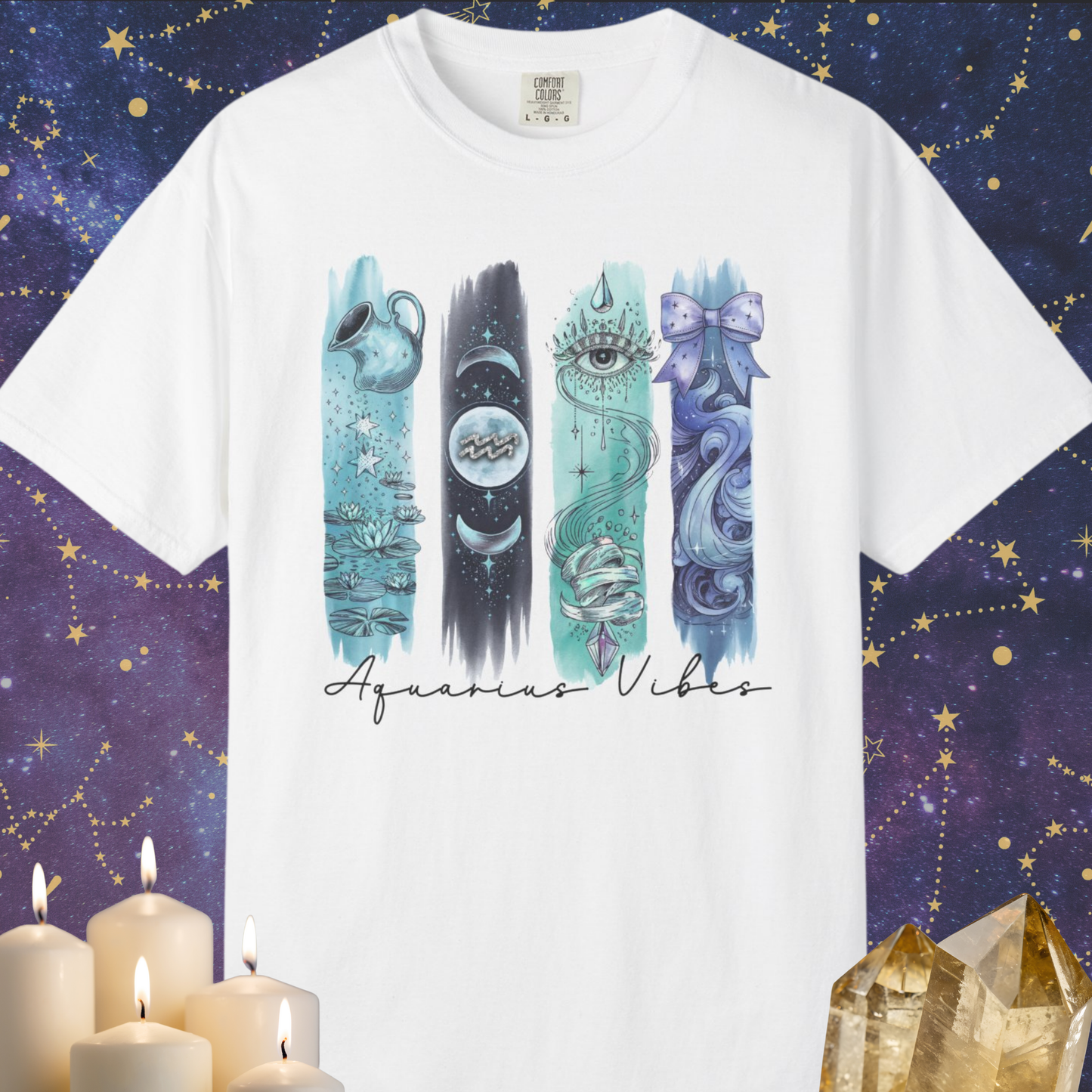 Aquarius Boho Watercolor Zodiac Sign T-shirt