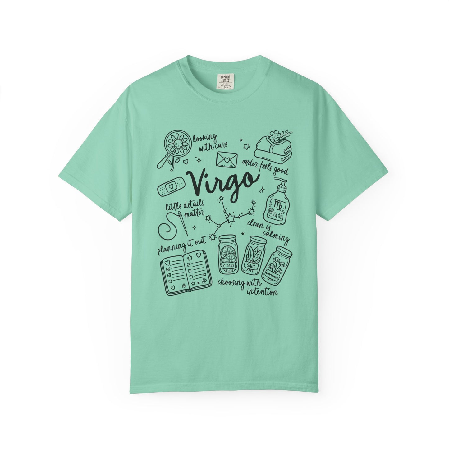 Virgo Whimsical Doodle Zodiac Sign T-shirt