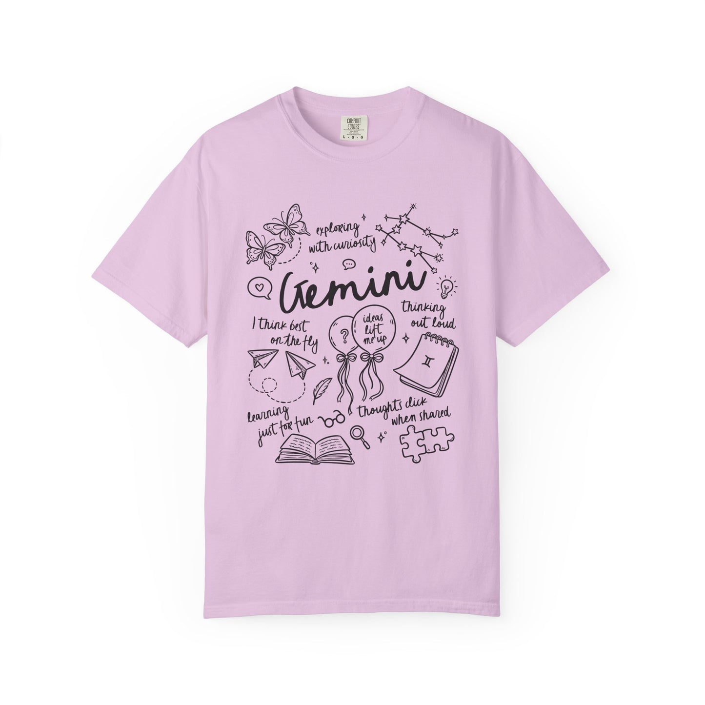 Gemini Whimsical Doodle Zodiac Sign T-shirt